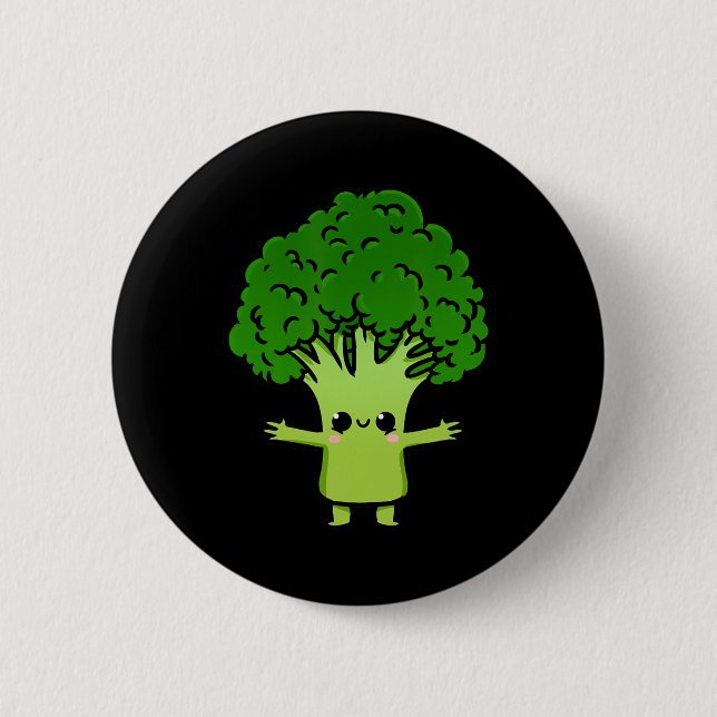 Kawaii Broccoli  2 Inch Round Button (Front)