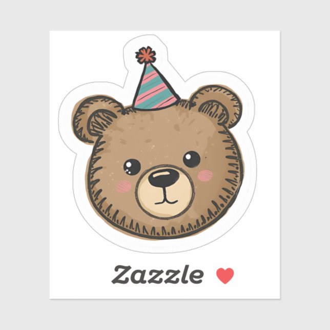Kawaii Brown Bear Party Sticker (Sheet)
