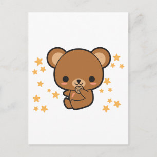 Kawaii Brown Bear Postcard
