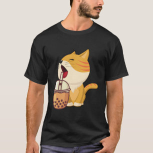 Kawaii Bubble Tea Boba Milk Tea Anime Cat Cute Fun T-Shirt