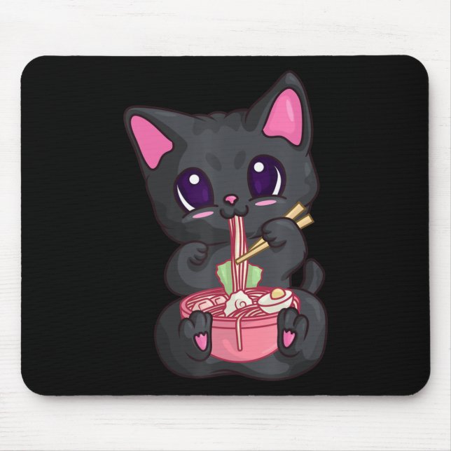Kawaii Bubble Tea s For Women Boba Maneki Neko Cat Mouse Pad (Front)
