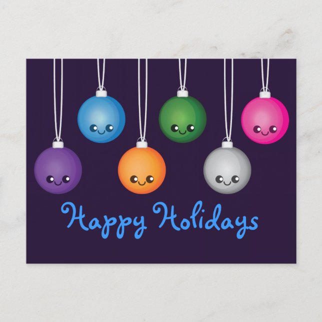 Kawaii Bulbs Holiday Postcard (Front)