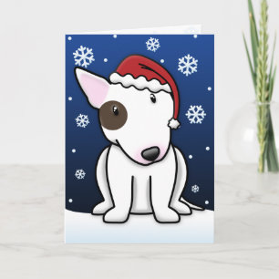 Kawaii Bull Terrier Christmas Card