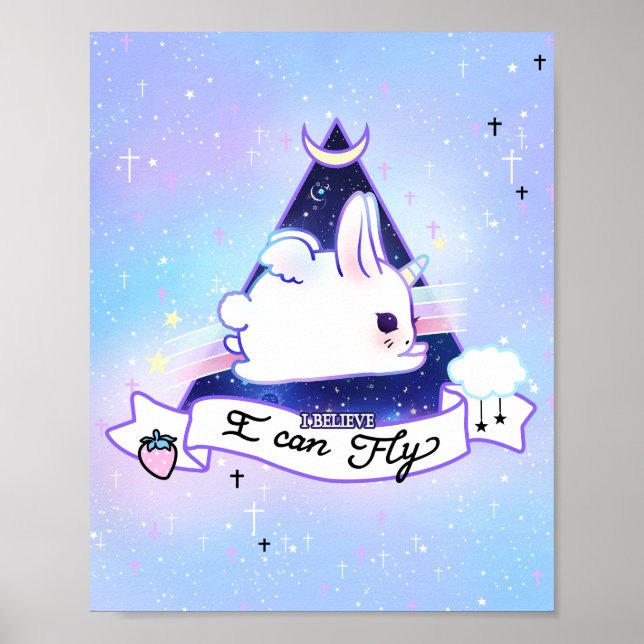 Kawaii bunicorn - I believe I can fly Poster (Front)