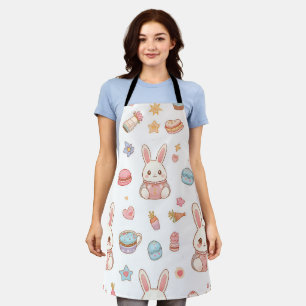 Kawaii Bunny Café Easter Cute Chibi Bunnies  Apron