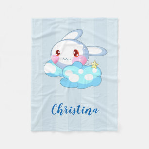 Kawaii Bunny, Cloud & Star Custom Fleece Blanket