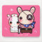 Kawaii bunny couple on pink mouse pad