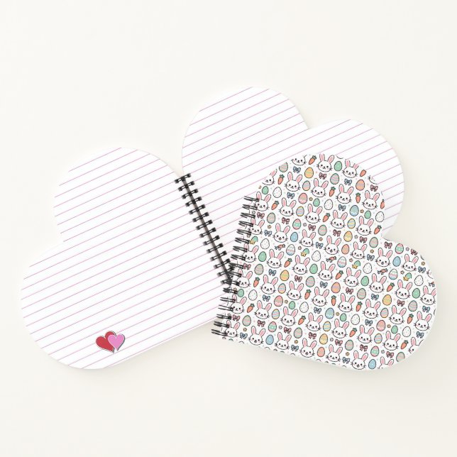 Kawaii Bunny Easter Heart Notebook (Inside)