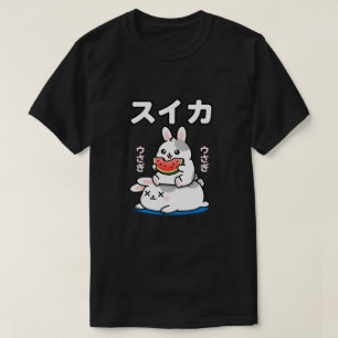Kawaii Bunny Eating Watermelon Japanese Rabbit Art T-Shirt