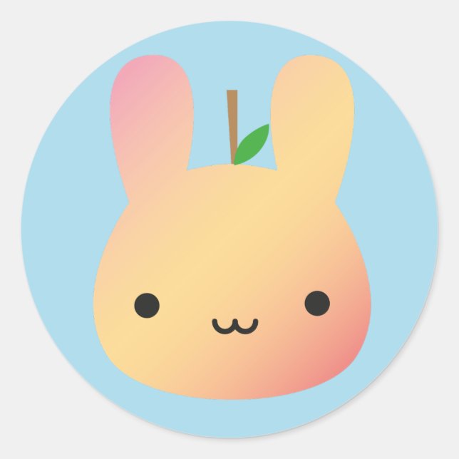 Kawaii Bunny Fruit & Vegetables - Peach Classic Round Sticker (Front)