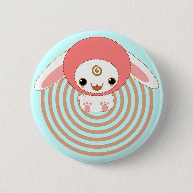 kawaii bunny pink 2 inch round button (Front)