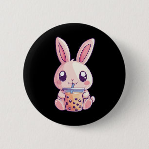 Kawaii Bunny Rabbit Boba Tea Bubble Tea Anime Cute 2 Inch Round Button