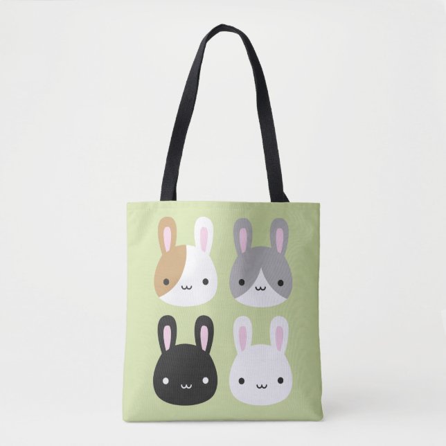 Kawaii Bunny Rabbits Reversible Tote Bag (Front)