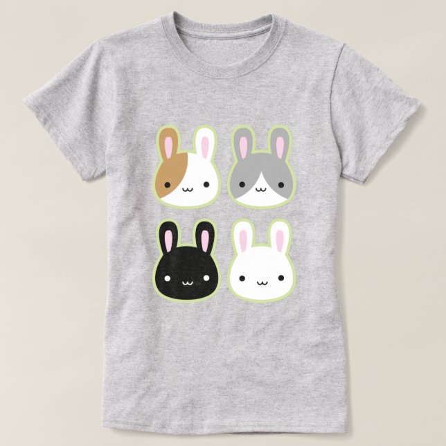 Kawaii Bunny Rabbits T-Shirt (Design Front)