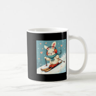Kawaii bunny skiing shirt cute winter snow earmuff coffee mug