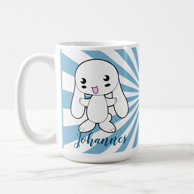 Kawaii Bunny's Hug Custom Coffee Mug (Left)