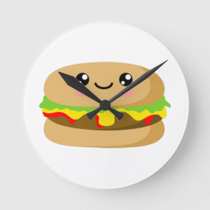 Kawaii Burger Round Clock