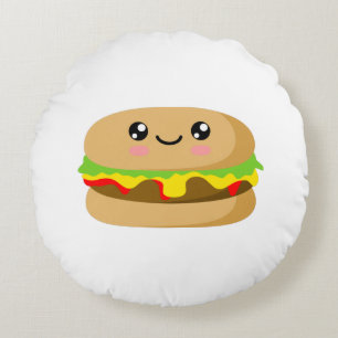 Kawaii Burger Round Pillow