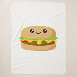 Kawaii Burger Sherpa Blanket