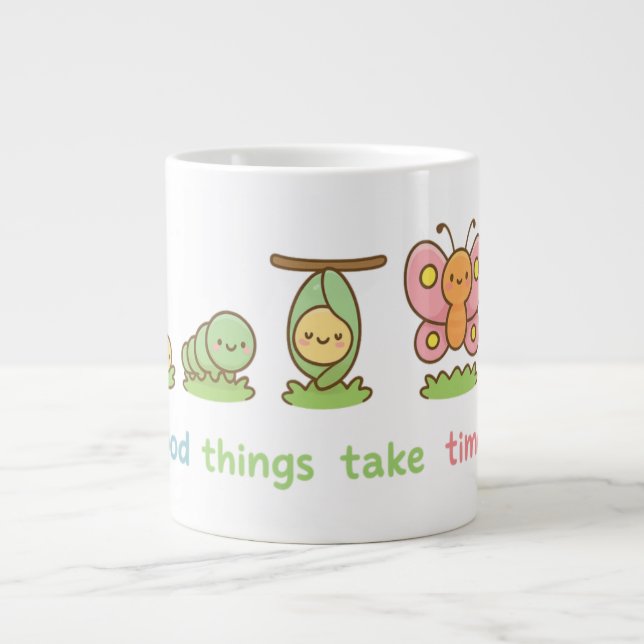 🌸 Kawaii Butterfly Transformation – Good Things T Large Coffee Mug (Front)