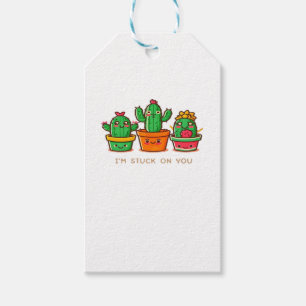 Kawaii Cacti Crew Im Stuck On You Playful Design  Gift Tags