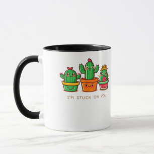 Kawaii Cacti Crew Im Stuck On You Playful Design  Mug