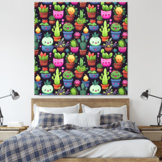 Kawaii Cactus Canvas Print