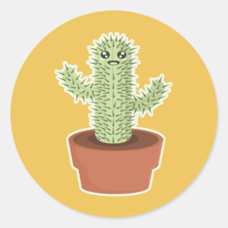 Kawaii Cactus Classic Round Sticker