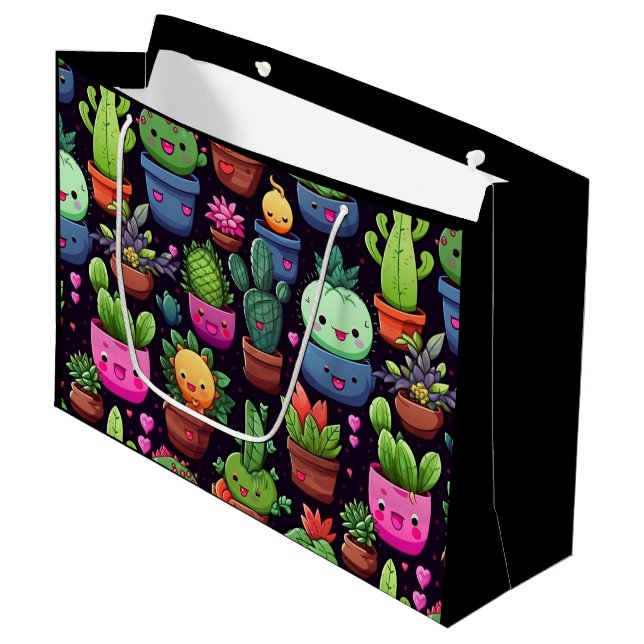 Kawaii Cactus Gift Bag (Front Angled)