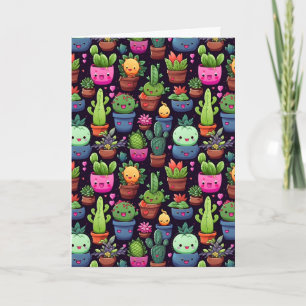 Kawaii Cactus Greeting Card (Blank)