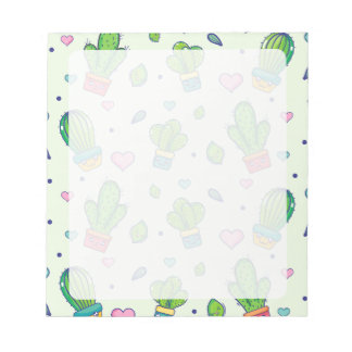 Kawaii Cactus & Hearts Notepad