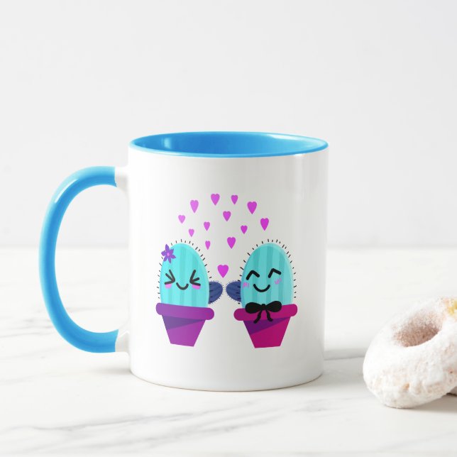 kawaii cactus love mug (With Donut)