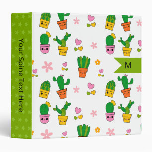 Kawaii Cactus Monogram Binder