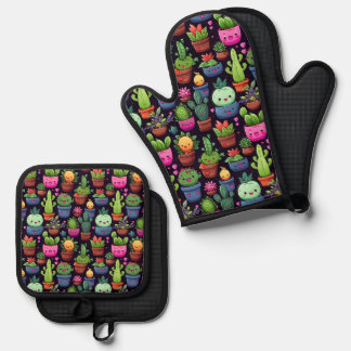 Kawaii Cactus Oven Mitt Set