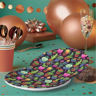 Kawaii Cactus Paper Plates