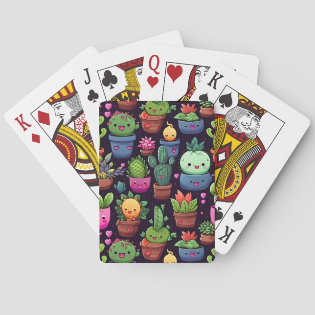 Kawaii Cactus Playing Cards (Back)