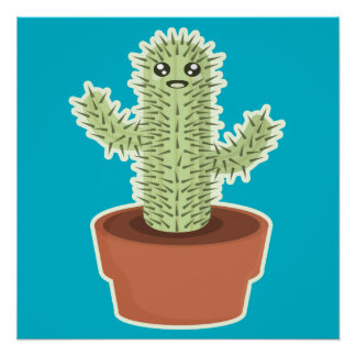 Kawaii Cactus Poster