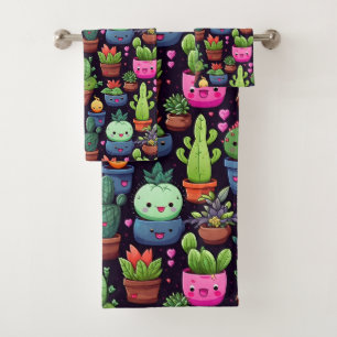 Kawaii Cactus Towel Set