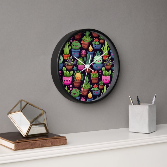 Kawaii Cactus Wall Clock (Office)