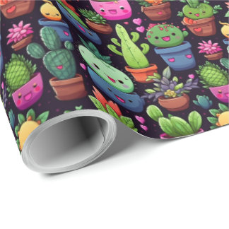 Kawaii Cactus Wrapping Paper