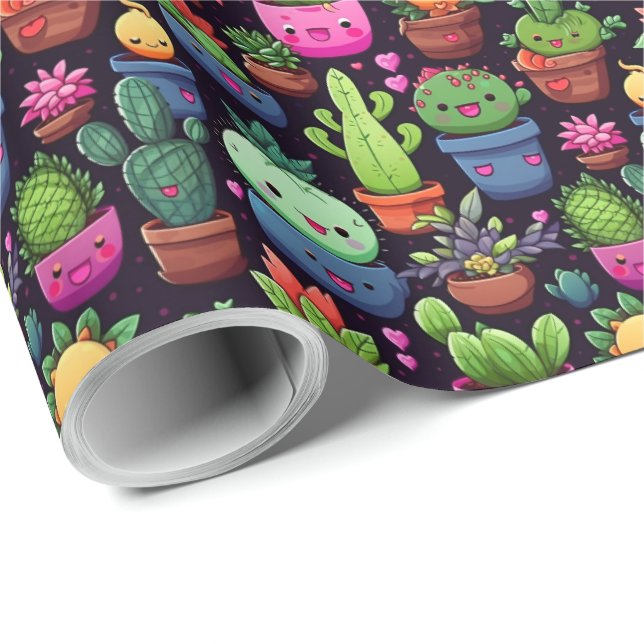 Kawaii Cactus Wrapping Paper (Roll Corner)