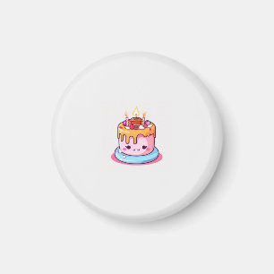 Kawaii cake magnet, cute round  magnet