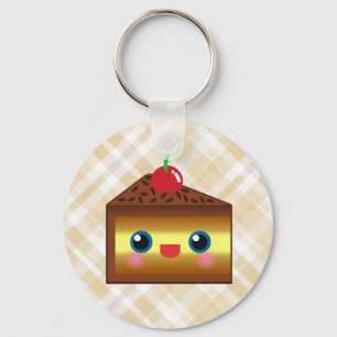 Kawaii Cake Pie Chocolate Vanilla Cream Cherry Yum Keychain