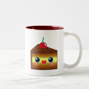 Kawaii Cake Pie Chocolate Vanilla Cream Cherry Yum Two-Tone Coffee Mug