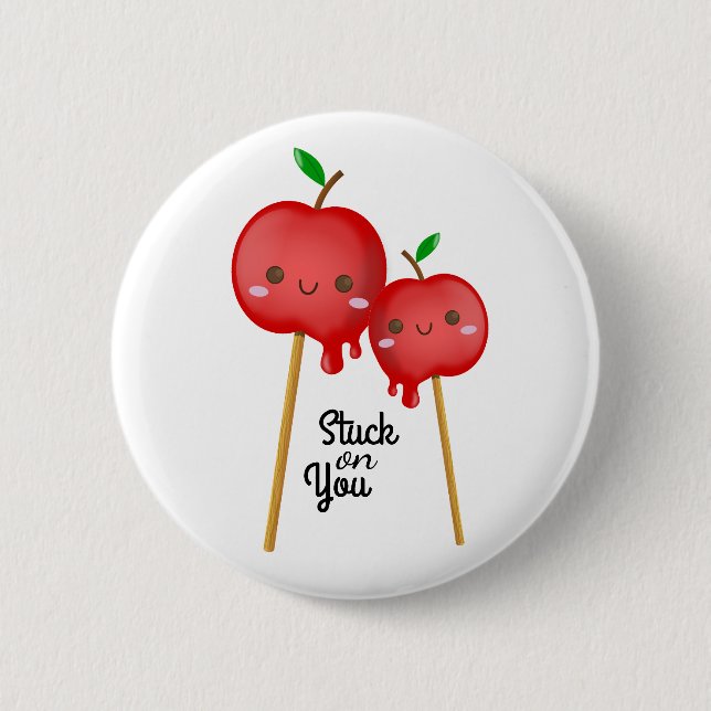 Kawaii Candy Apples Couple Stuck Together 2 Inch Round Button (Front)