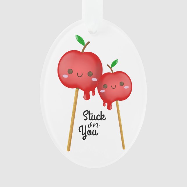 Kawaii Candy Apples Couple Stuck Together Ornament (Front)