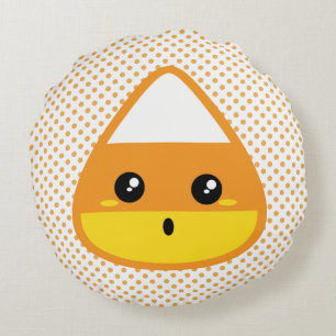 Kawaii Candy Corn Coussin rond