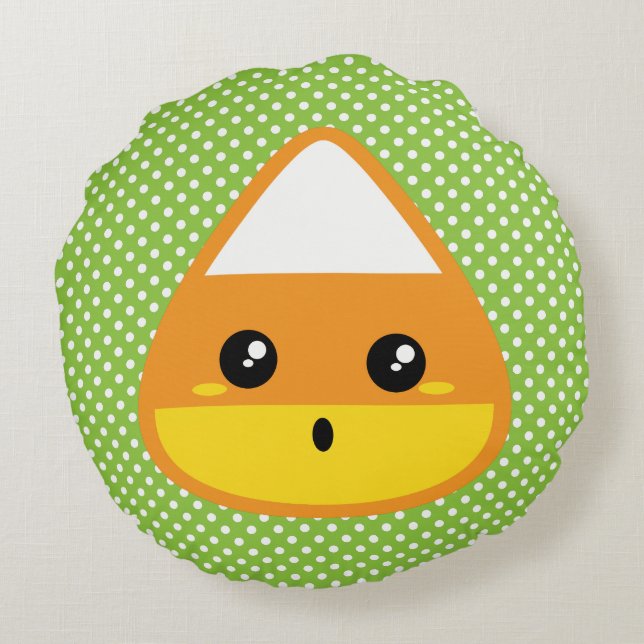 Kawaii Candy Corn Coussin rond (Dos)