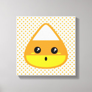 Kawaii Candy Corn Wrapped Canvas