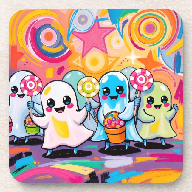 Kawaii Candy Parade  Colourful Cute Cartoon  Coaster (Front)